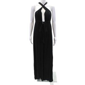 Rachel Pally Womens Sleeveless V Neck Tie Waist Dress Black Size OS